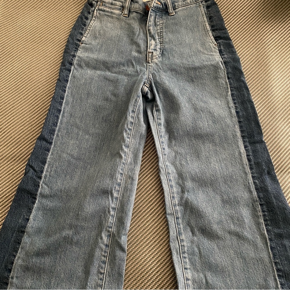 Madewell Two-tone Wide Leg Crop Jeans